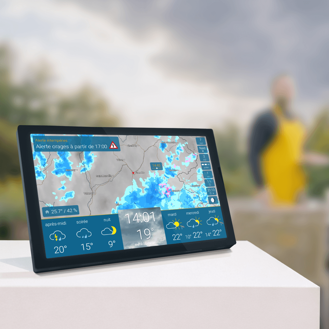 météo & radar home 4 avec alerte météo en cas d'orage et affichage détaillé des conditions météorologiques